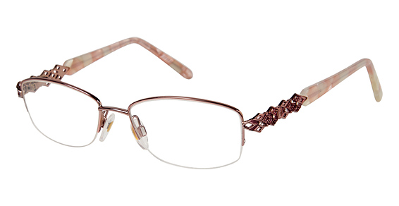 Jessica McClintock 055 eyeglasses are designed for women featuring spring hinges and skull temples. The Jessica McClintock 055 eyeglasses model is made of metal and manufactured in China.