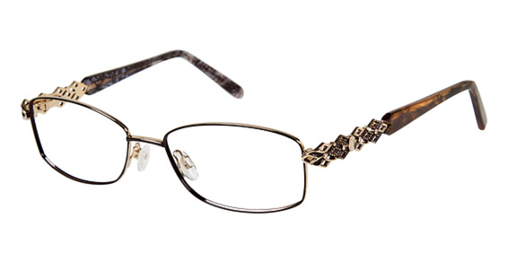 Jessica McClintock 055 eyeglasses are designed for women featuring spring hinges and skull temples. The Jessica McClintock 055 eyeglasses model is made of metal and manufactured in China.