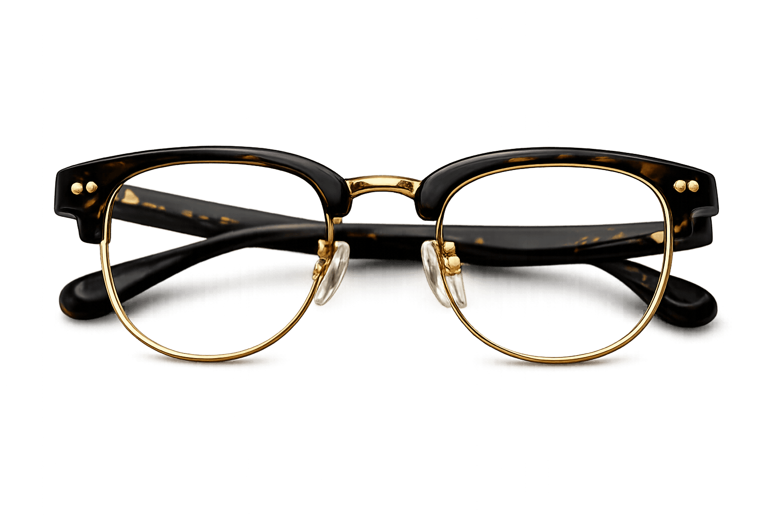 Premium gold-and-tortoise eyeglasses with crystal-clear new lenses