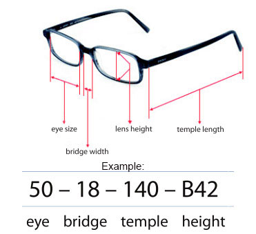 Eyeglasses Frame Size Chart